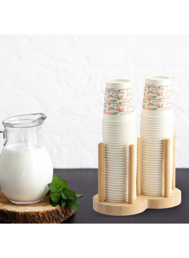 Beauenty Bathroom Cup Dispenser 3oz Bamboo Cups Holder Wooden Disposable Cup Organizer Disposable Paper Cup Holder for Bathroom Sink Counter/Mouthwash Cups - Image 5